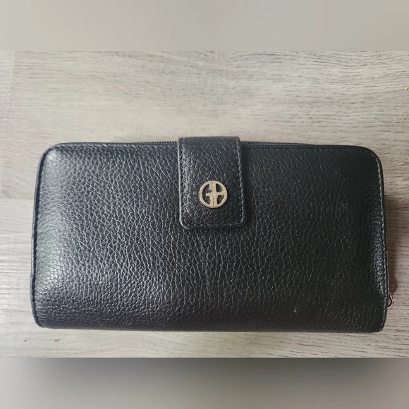 Giani Bernini black leather zip around wallet pockets - Picture 1 of 10